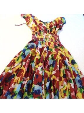 Grace Elements Colorful Floral Smocked Waist Dress | Size medium